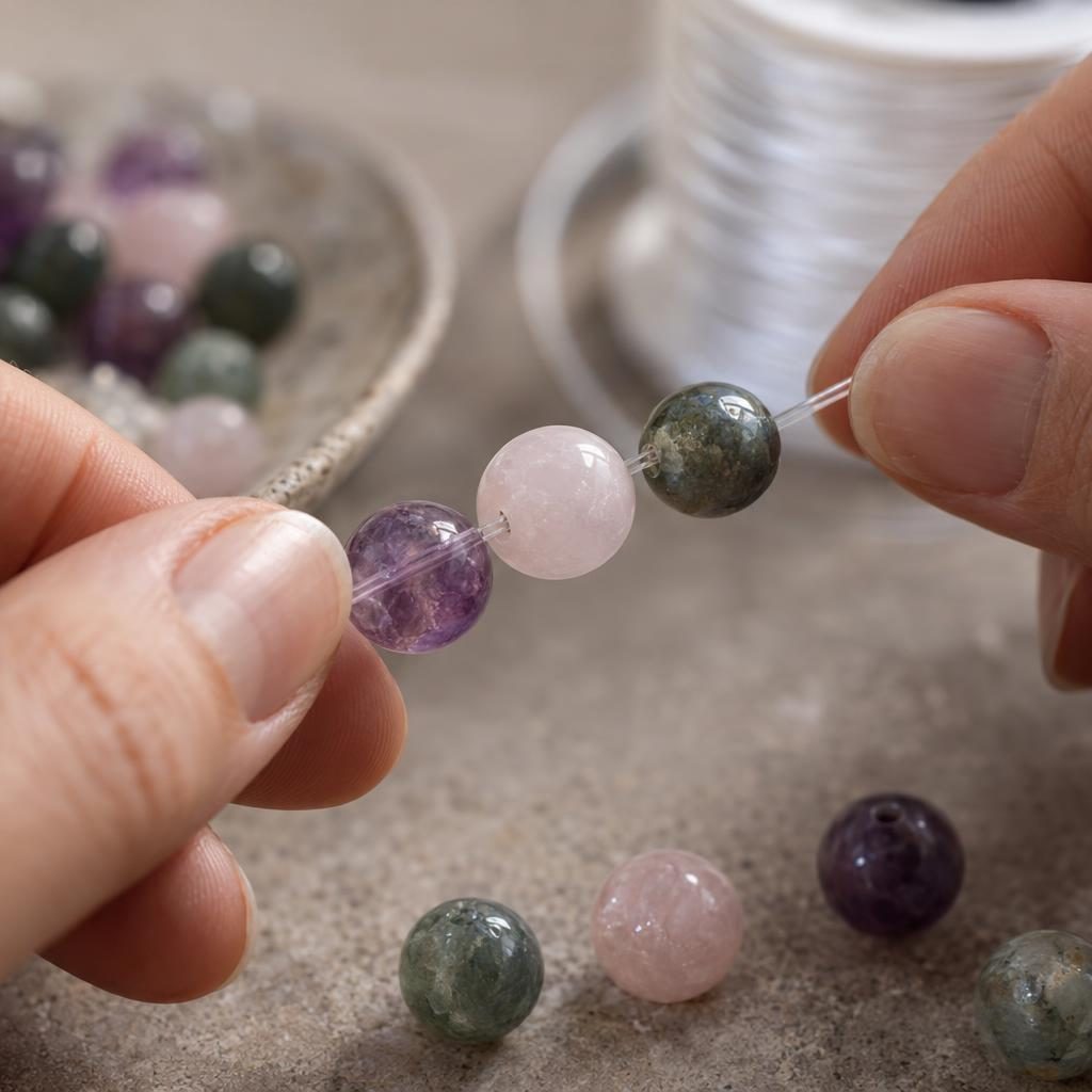 Cum alegi elasticul pentru bratari cu pietre naturale – detaliu vizual