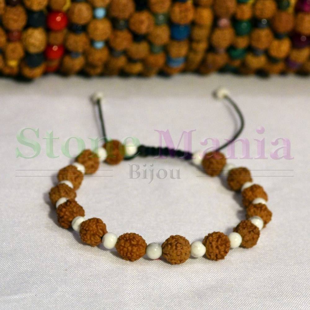 Bratara rudraksha 6mm si howlit 4mm