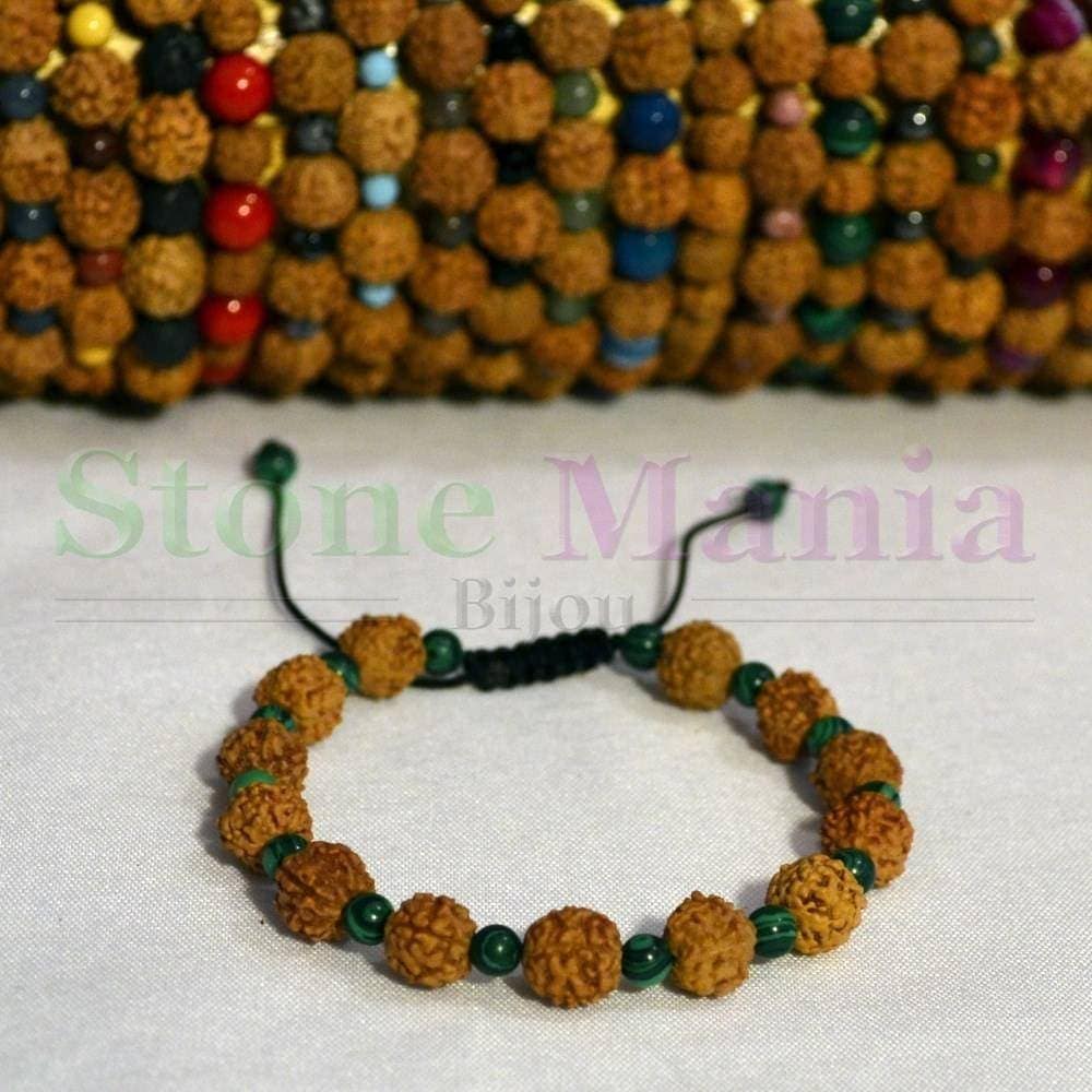 Bratara rudraksha 8mm si malachit 4mm