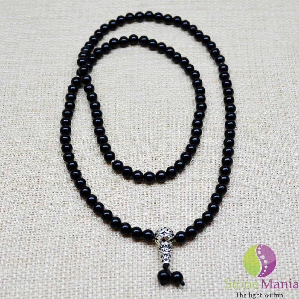 Colier mantra mala cu onix si argint 925