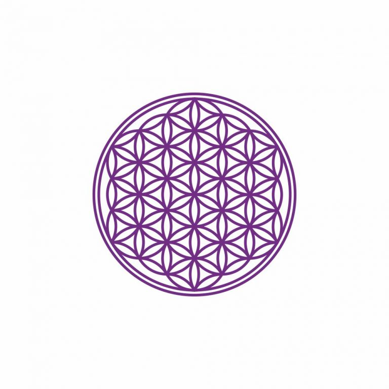 Abtibild sticker feng shui cu floarea vietii simbolul vietii violet - 5cm