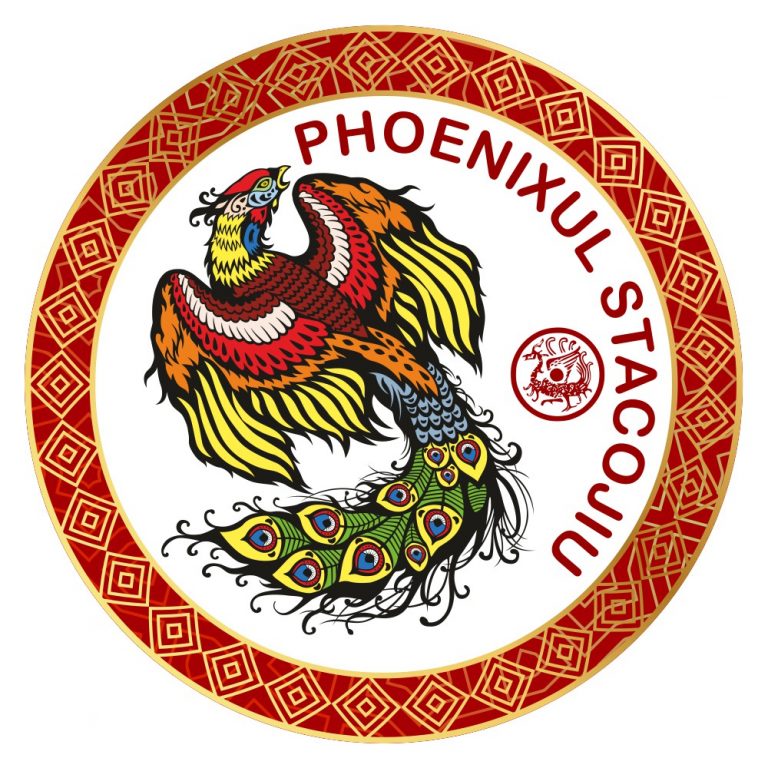 Abtibild sticker feng shui cu phoenix stacojiu cele 4 animale celeste -11cm