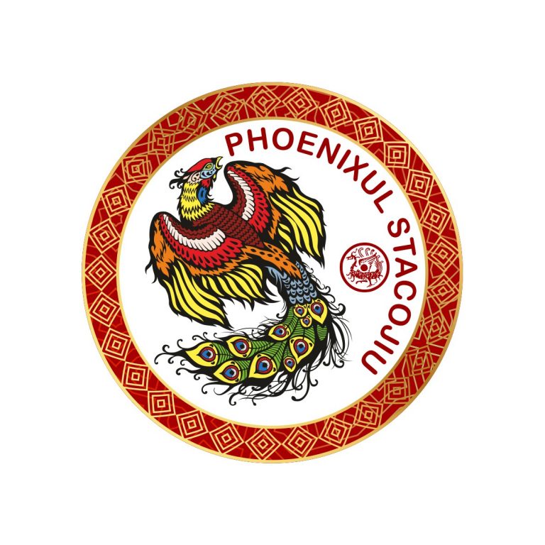 Abtibild sticker feng shui cu phoenix stacojiu cele 4 animale celeste - 5cm