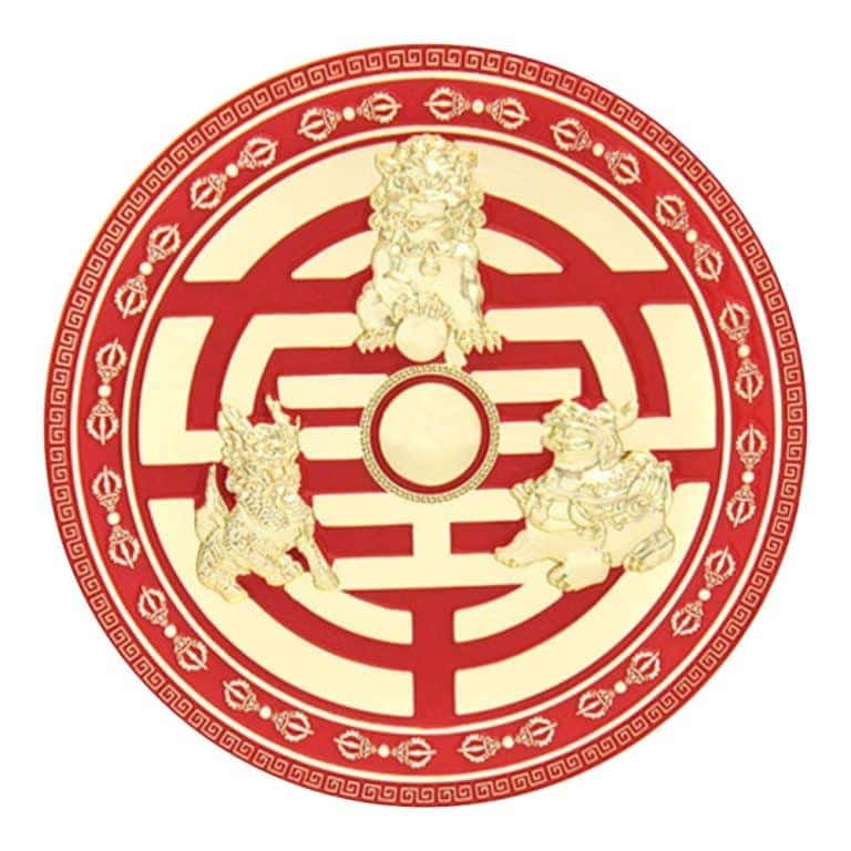 Abtibild sticker feng shui cu scutul celor trei gardieni celesti 2022 - 11cm