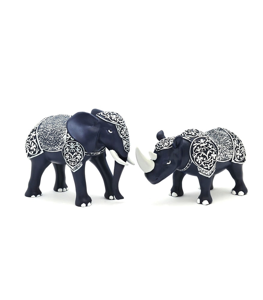 Statueta feng shui elefant si rinocer cu armura