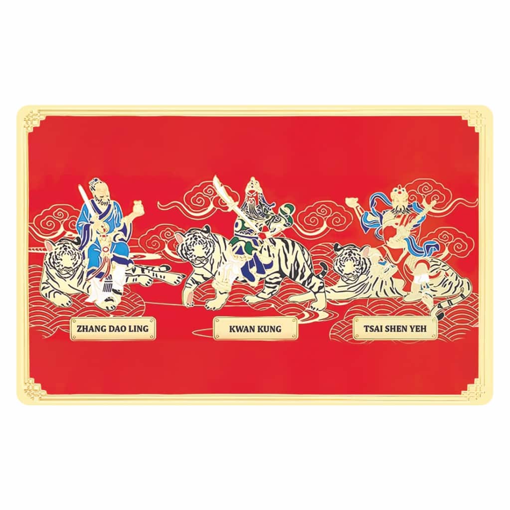 Card feng shui cu cei 3 trei zei pe tigri