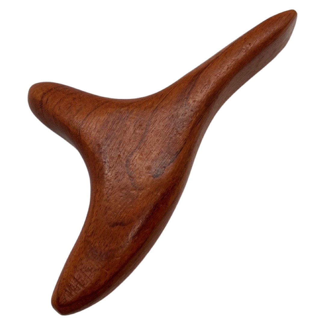Dispozitiv multifunctional pentru masaj din lemn triunghiular maro - 15cm