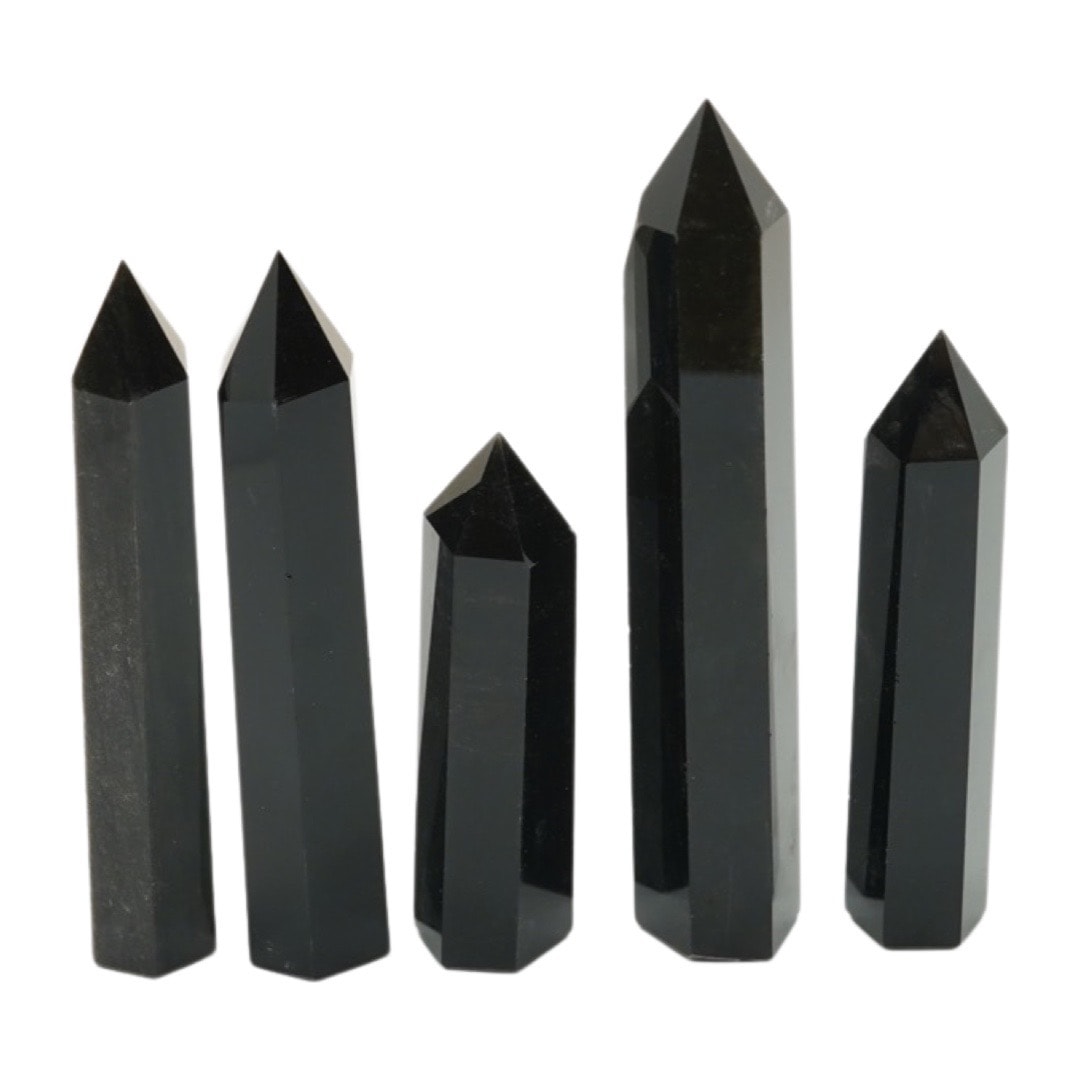 Turn obelisc din obsidian negru 7-10cm