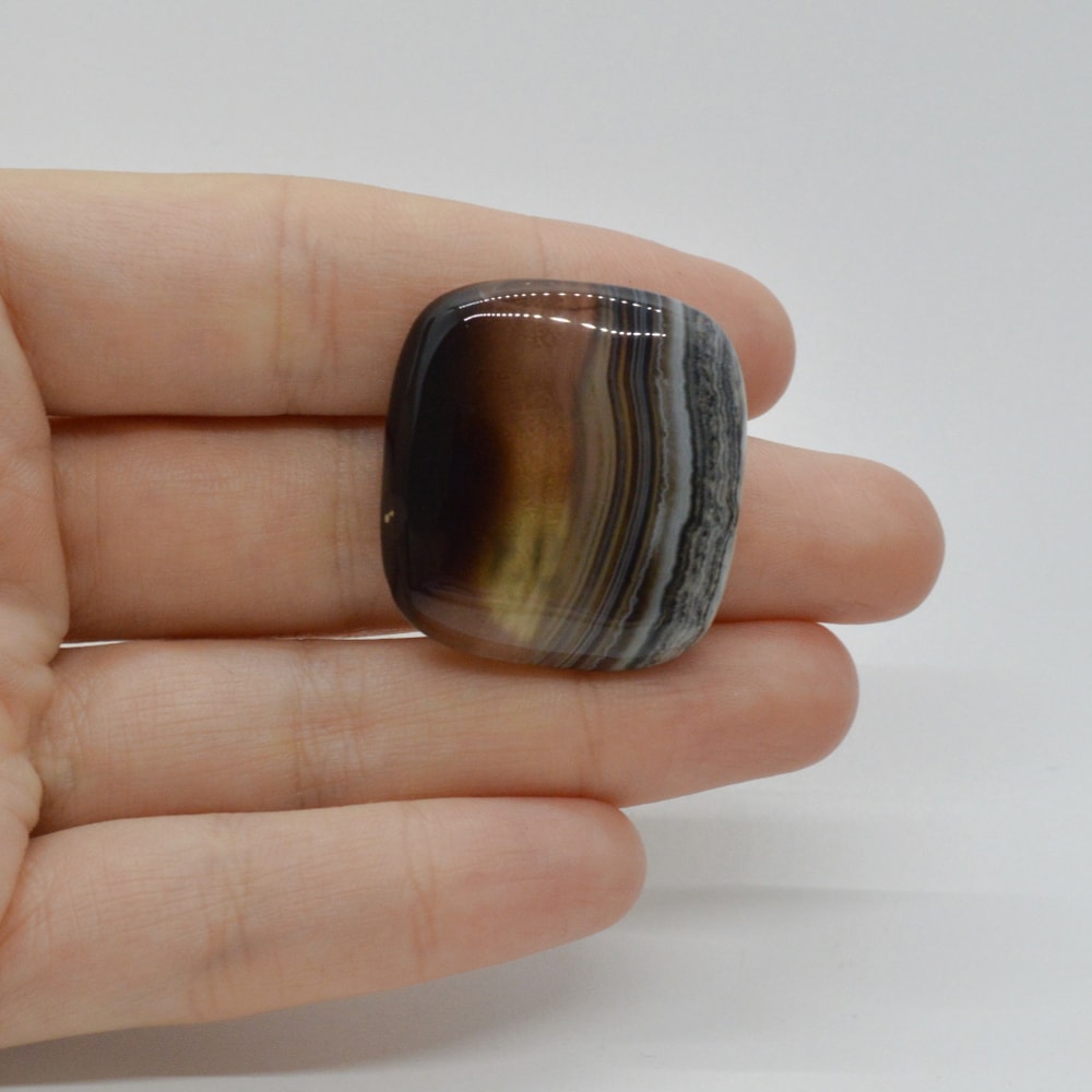 Cabochon agat negru dantelat 30x28x7mm c93