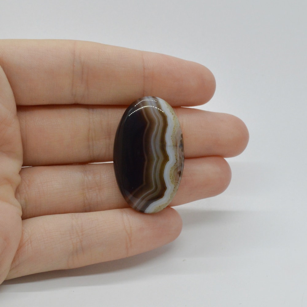 Cabochon agat negru dantelat 34x20x6mm c30