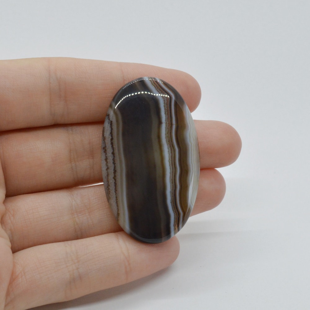 Cabochon agat negru dantelat 45x27x5mm c3