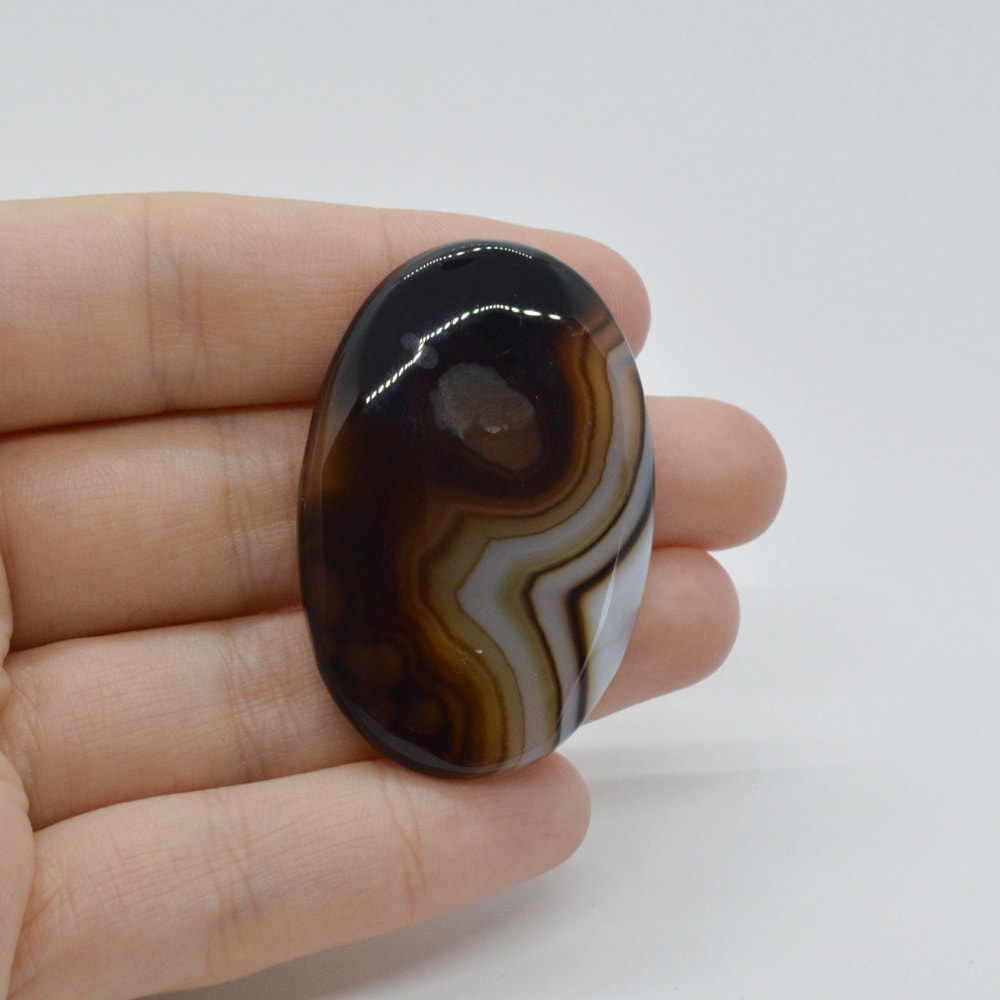 Cabochon agat negru dantelat 45x30x6mm c4