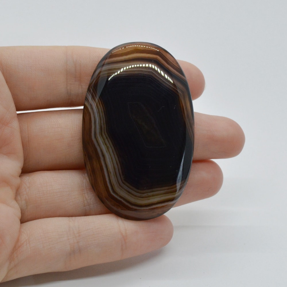 Cabochon agat negru dantelat 54x34x6mm c8