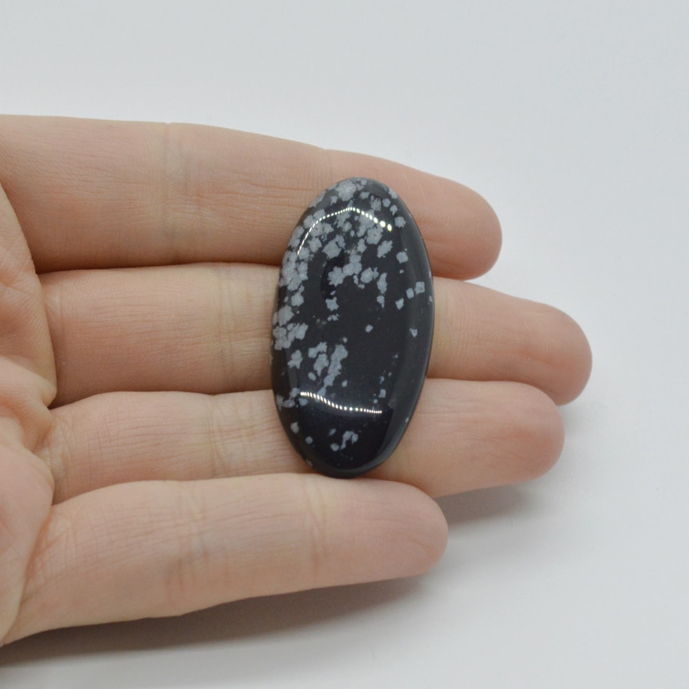 Cabochon obsidian fulg de nea 40x19x6mm c35