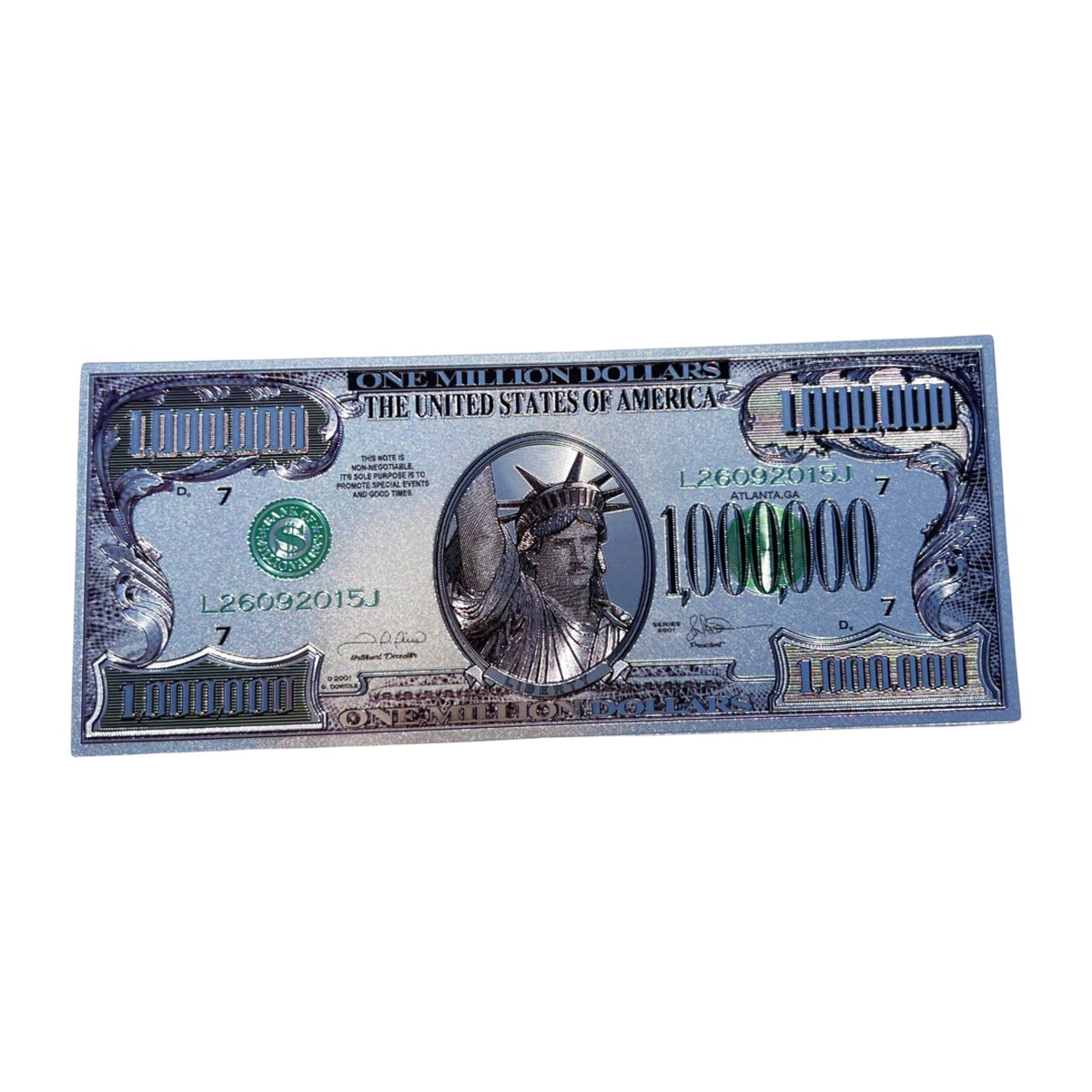 Stonemania Bijou - Feng shui - bancnota argintie din polimer 1000000 un milion de dolari