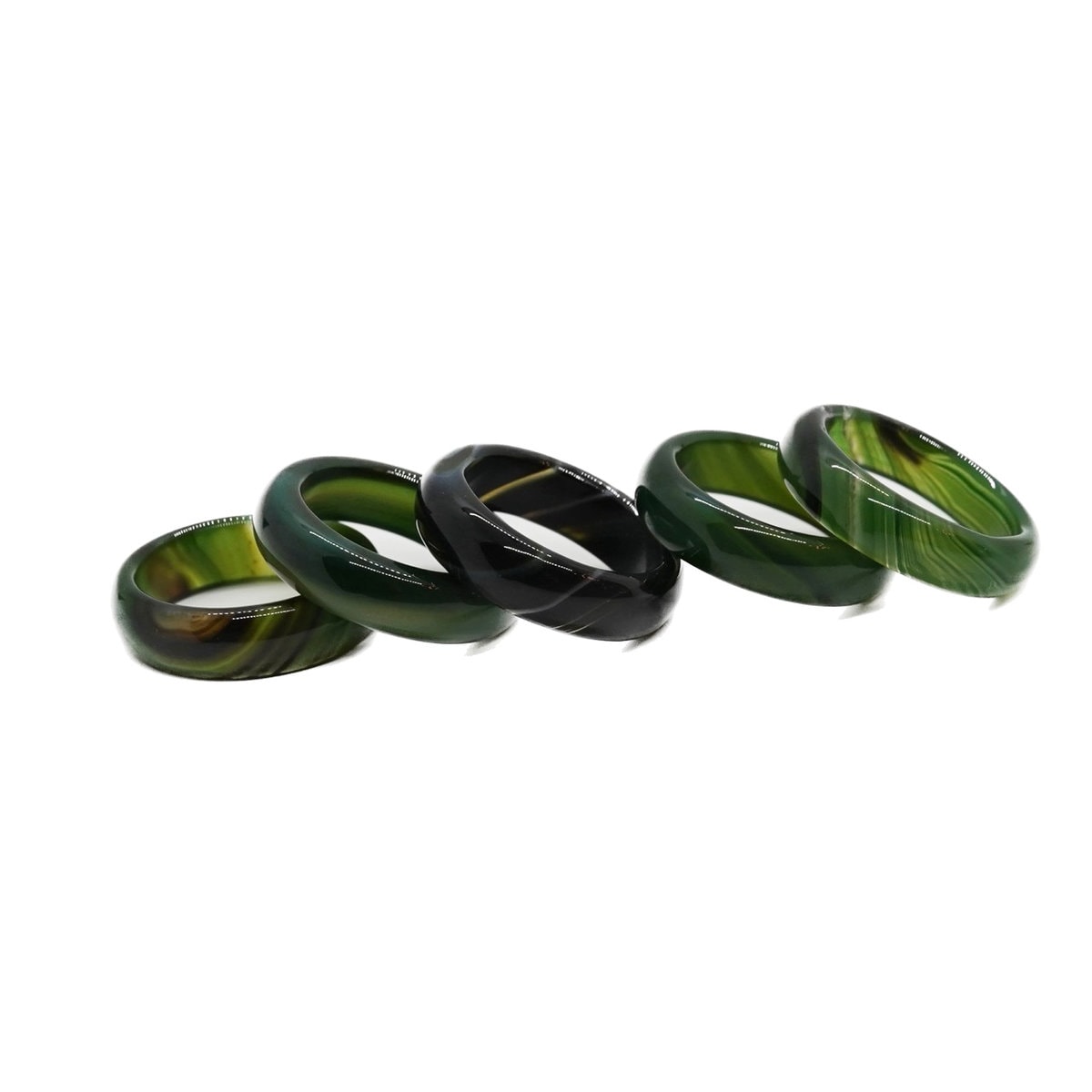Inel circular din agat verde inchis 17-18mm