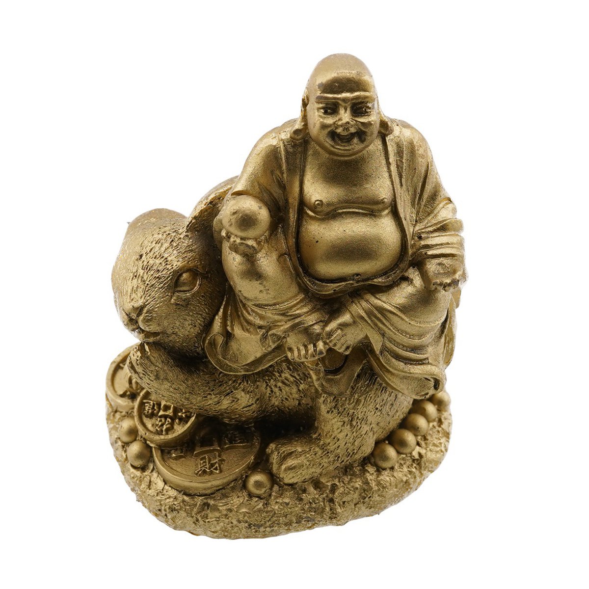 Statueta feng shui buddha fericit pe iepure 75cm