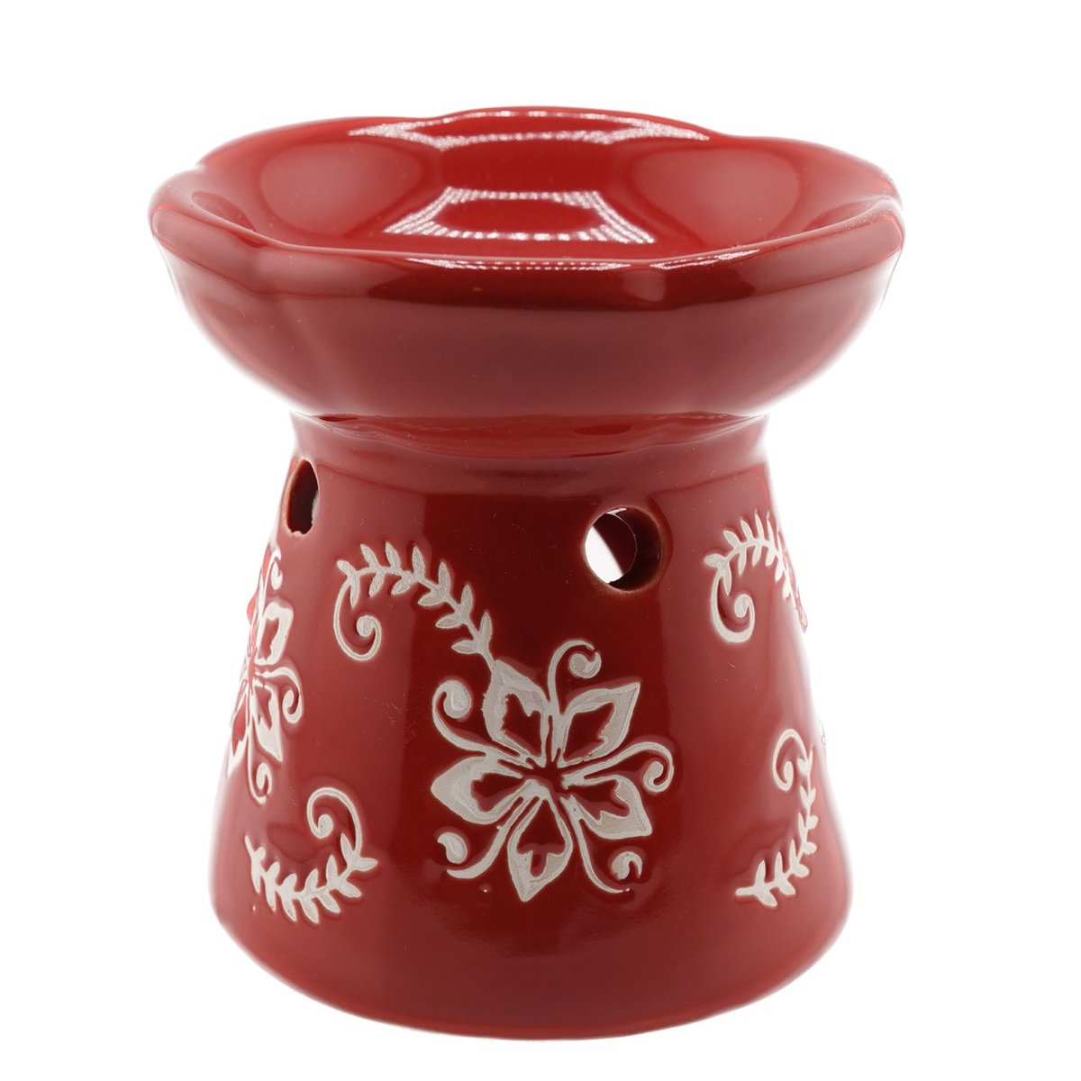 Vas aromaterapie din ceramica model floral rosu - 85cm