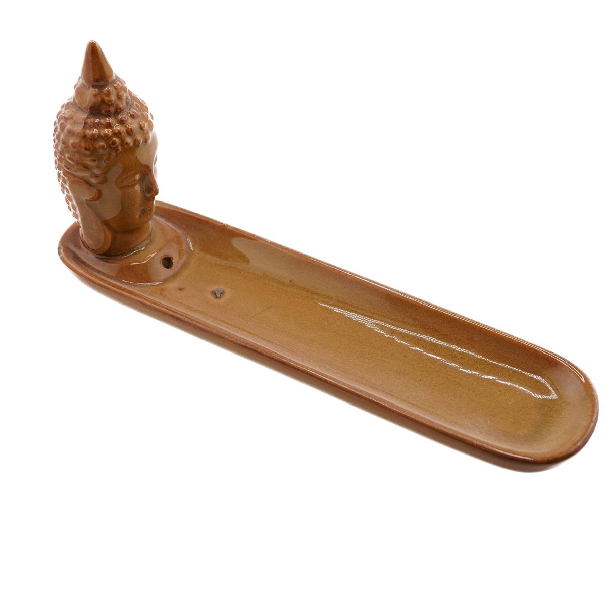 Vas din ceramica pentru ardere betisoare parfumate buddha maro 20cm
