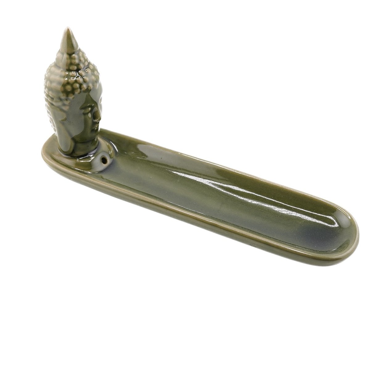 Vas din ceramica pentru ardere betisoare parfumate buddha verde 20cm