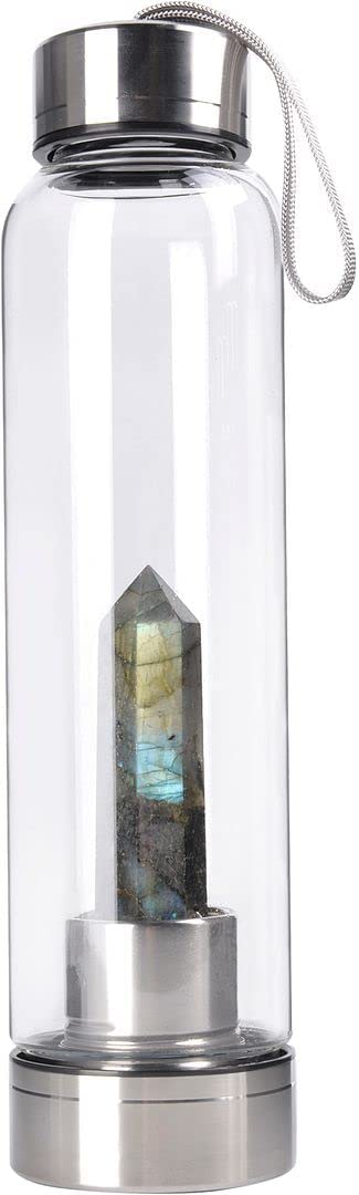Sticla pentru apa cu cristal natural labradorit 24cm