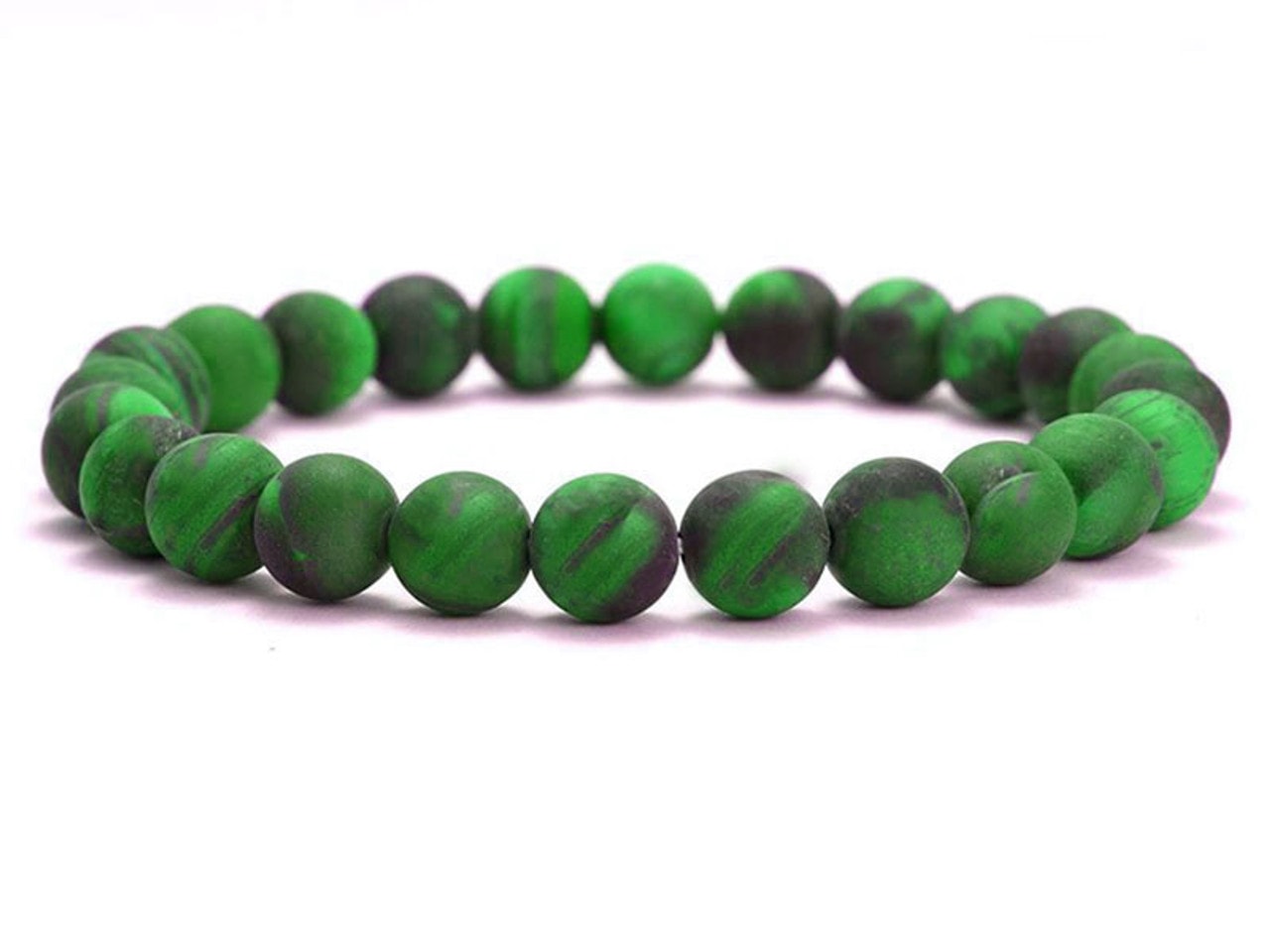 Bratara din ochi de tigru verde 6mm pe elastic 19cm sfere mate