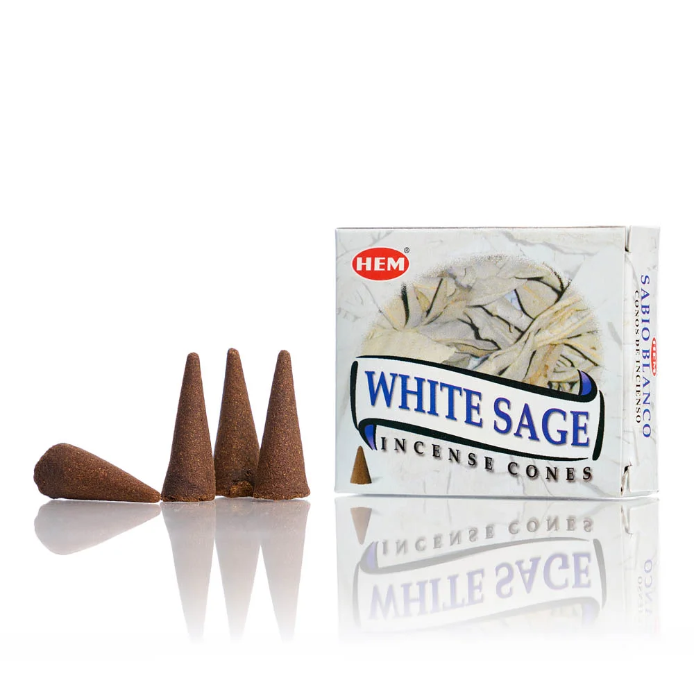 Conuri parfumate fumigatie hem white sage 10 buc