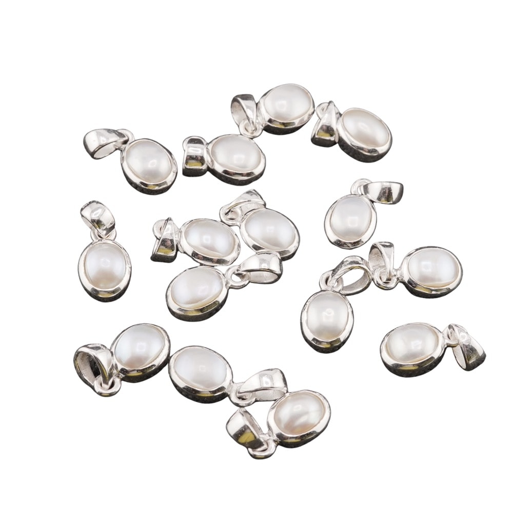 Pandantiv oval perle de cultura si montura din argint 925 14mm