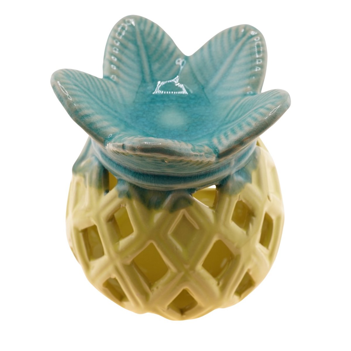 Vas aromaterapie din ceramica cu model ananas galben 12cm ar103