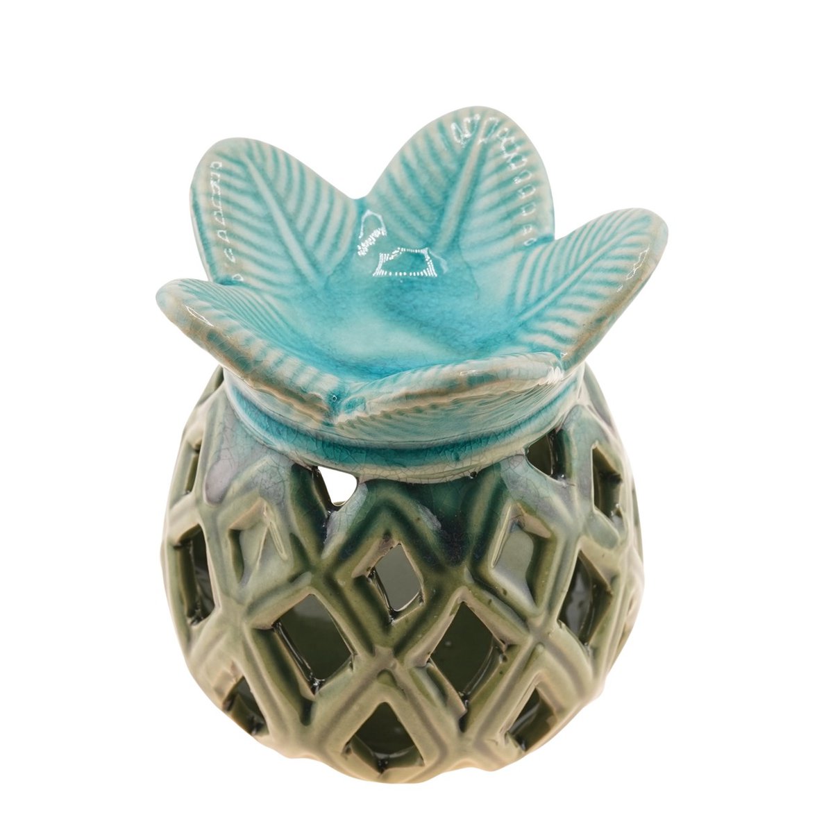 Vas aromaterapie din ceramica cu model ananas verde 12cm ar103