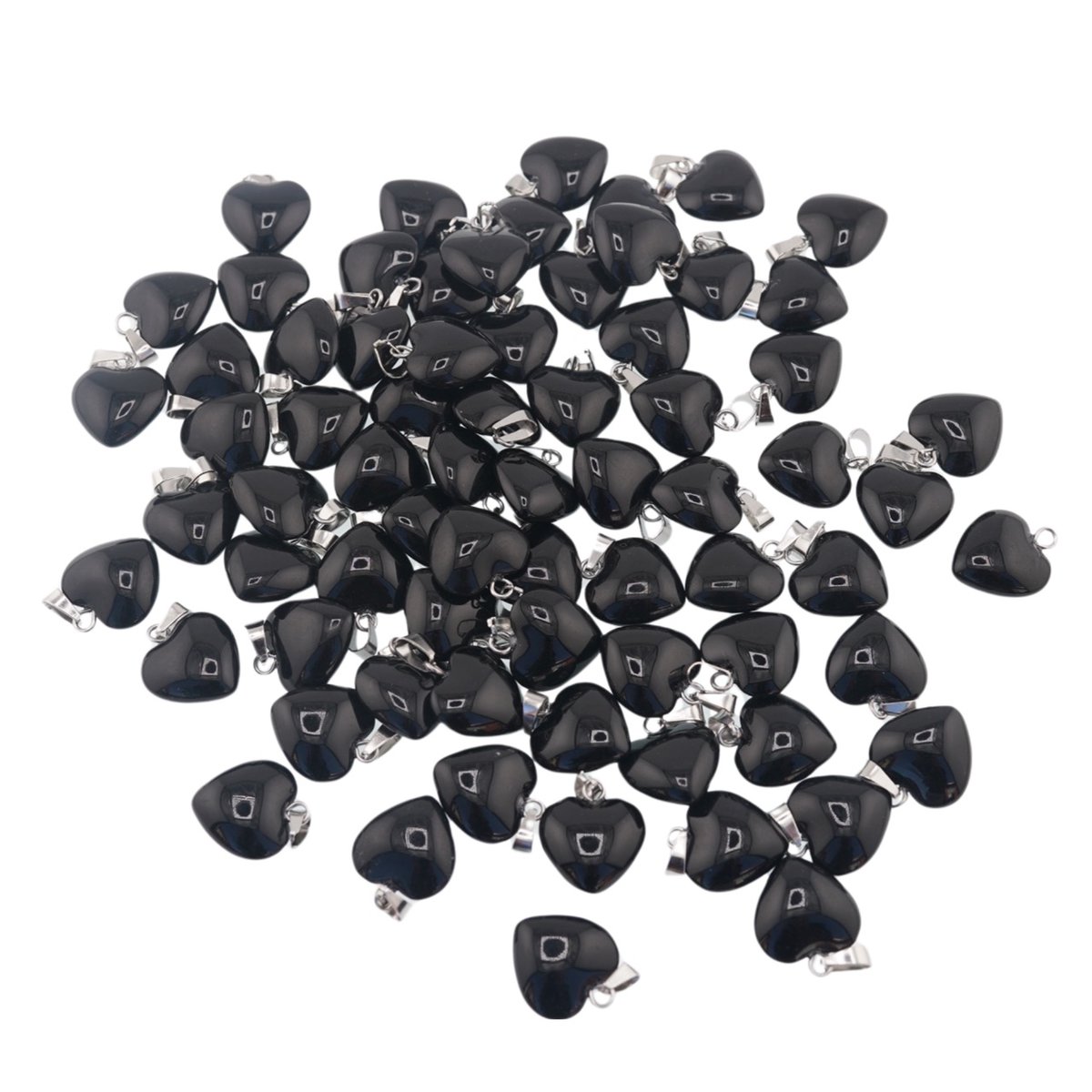 Pandantiv inima obsidian negru 15mm