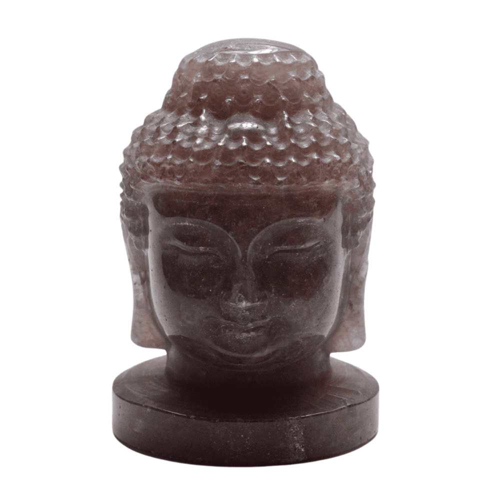 Statueta feng shui capul lui buddha din aventurin rosu 10cm