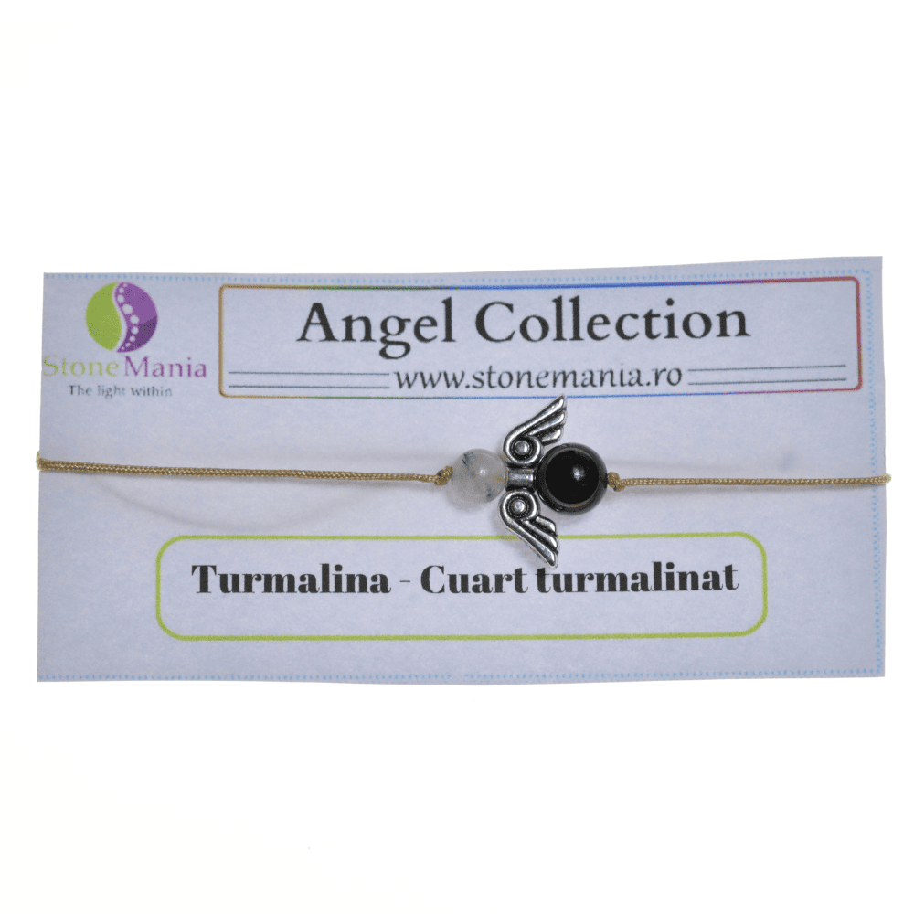 Bratara therapy angel collection turmalina neagra si cuart turmalinat 6-8mm