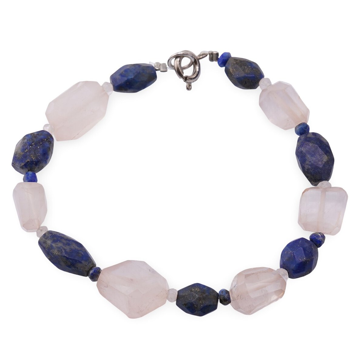 Bratara cuart roz cristale fatetate si lapis lazuli neregulat fatetat