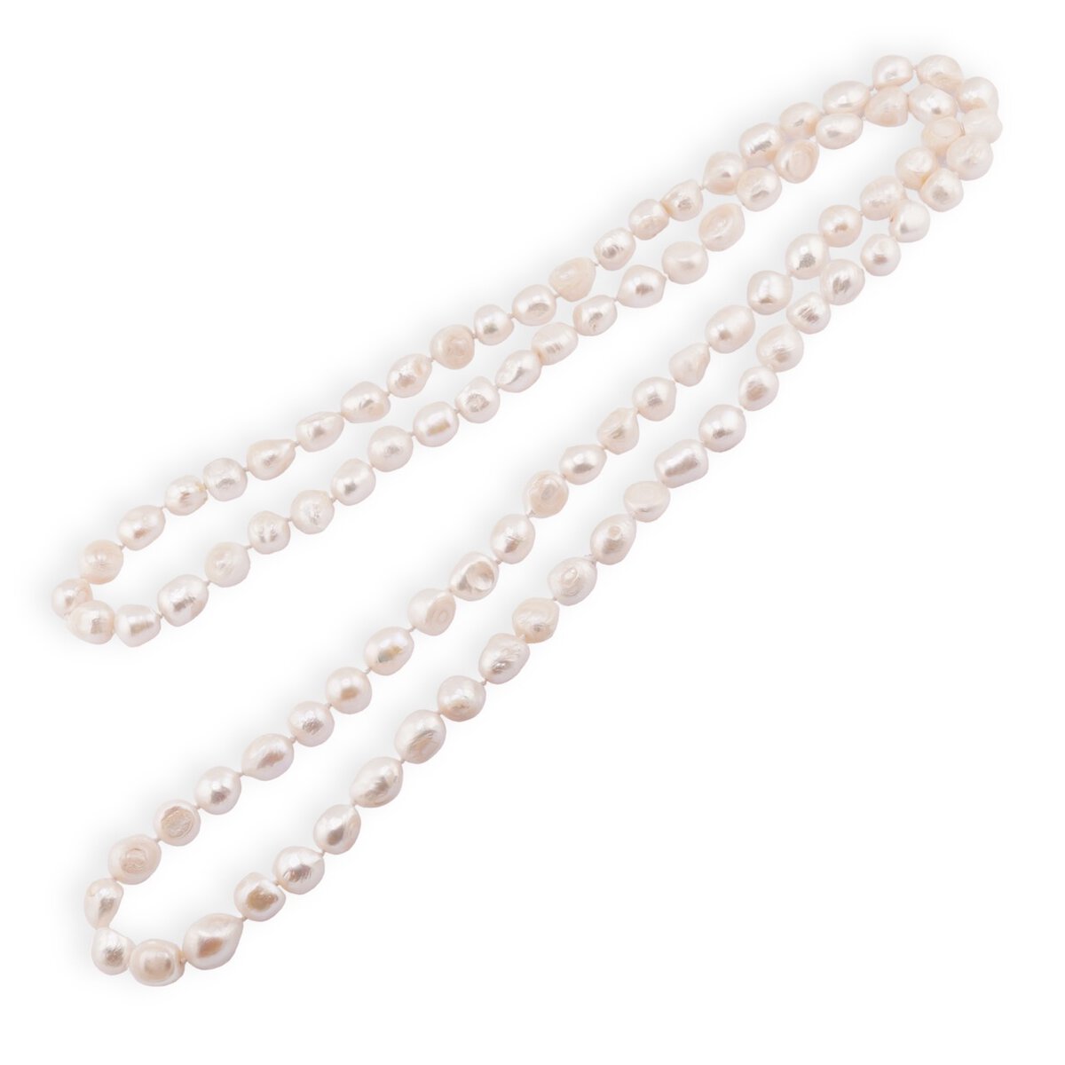 Colier perle de cultura albe cu noduri 120cm