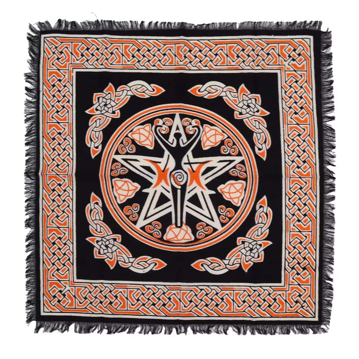 Fata de masa pentru tarot cu franjuri mama pamant - 50cm x 50cm