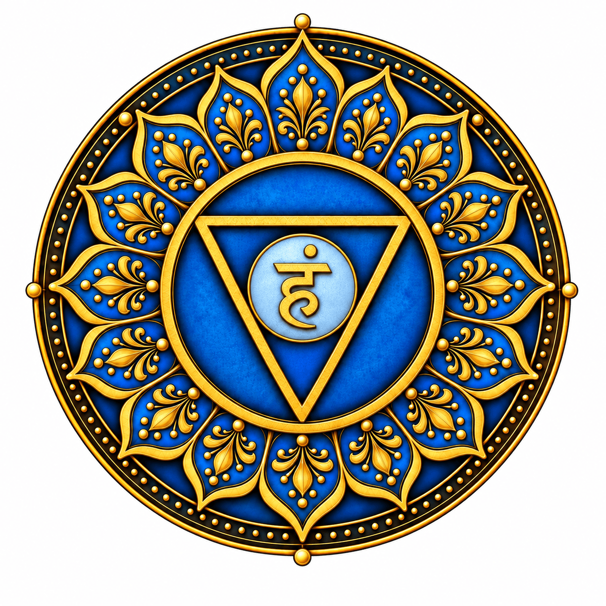 Sticker decorativ vishuddha chakra gatului pp patrat 5 x 5 cm fundal alb
