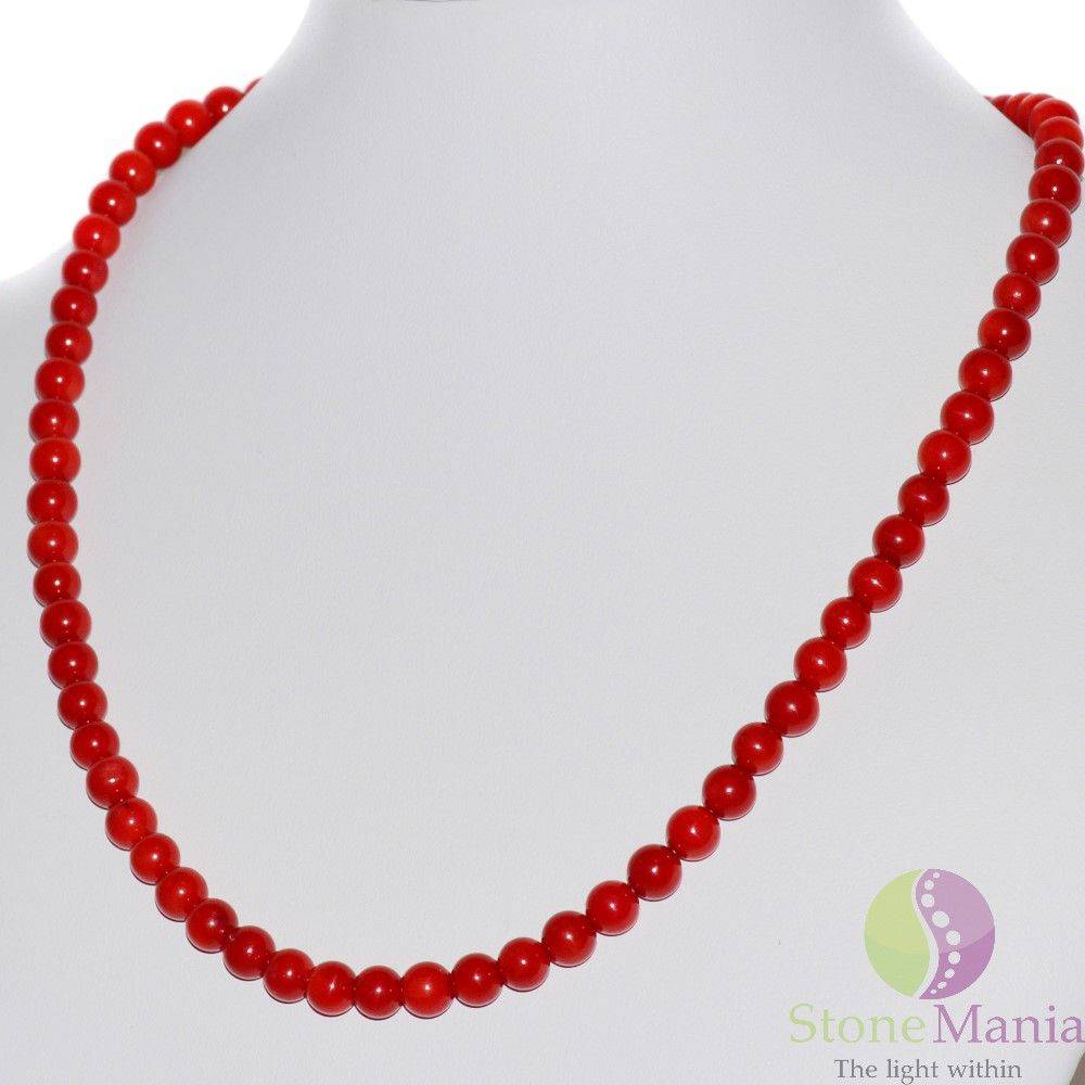 Stonemania Bijou Colier coral rosu sfere 6mm