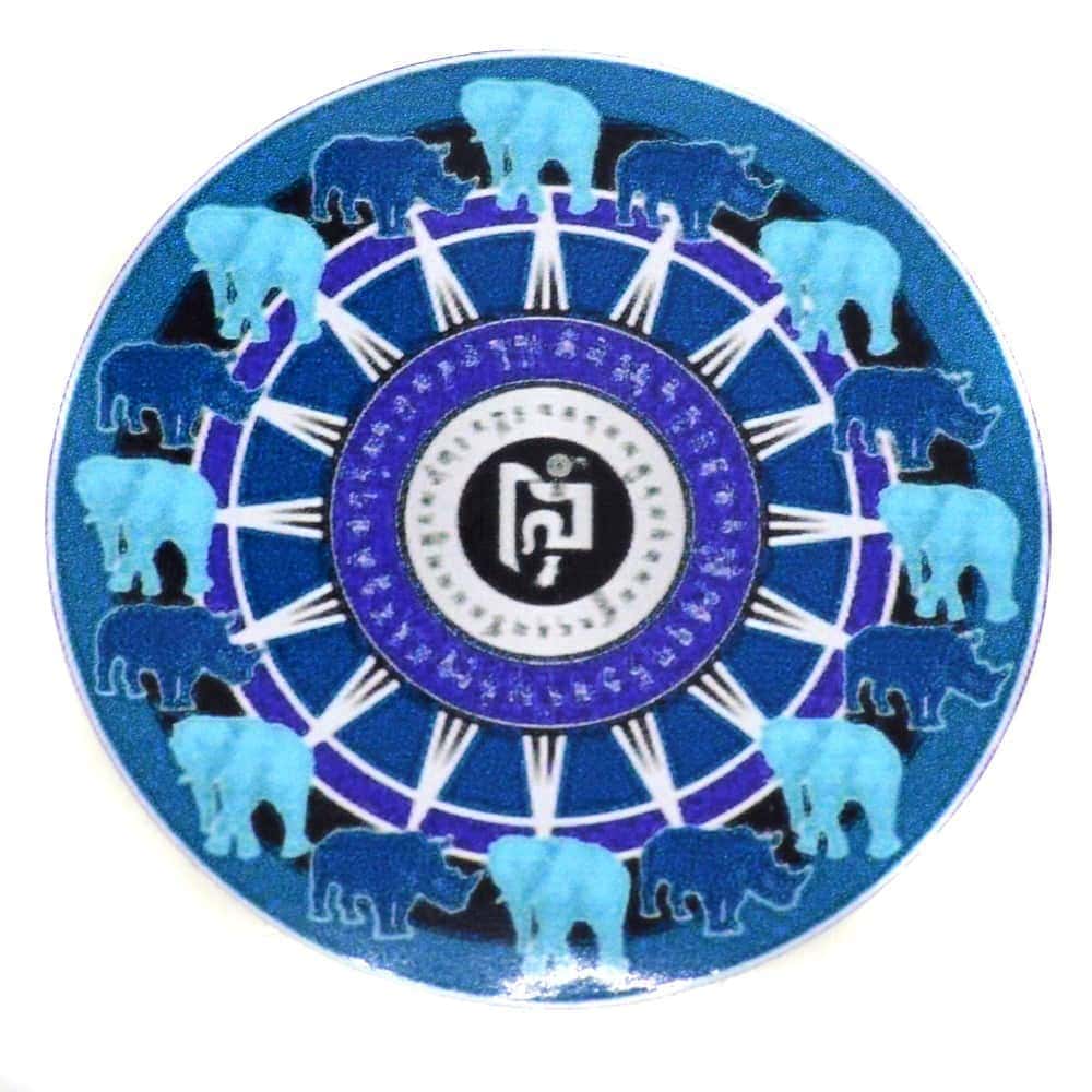 Abtibild feng shui elefant si rinocer albastru - 6cm