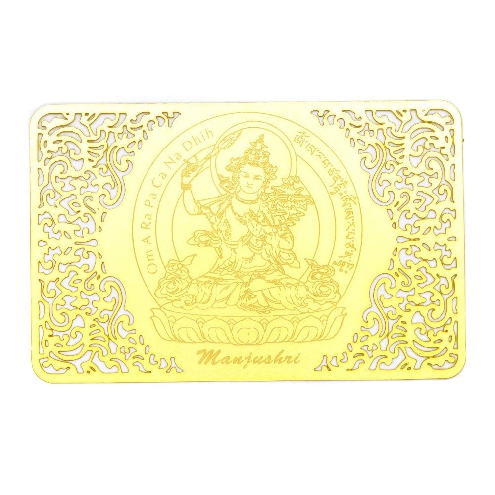 Card feng shui din metal manjushri auriu