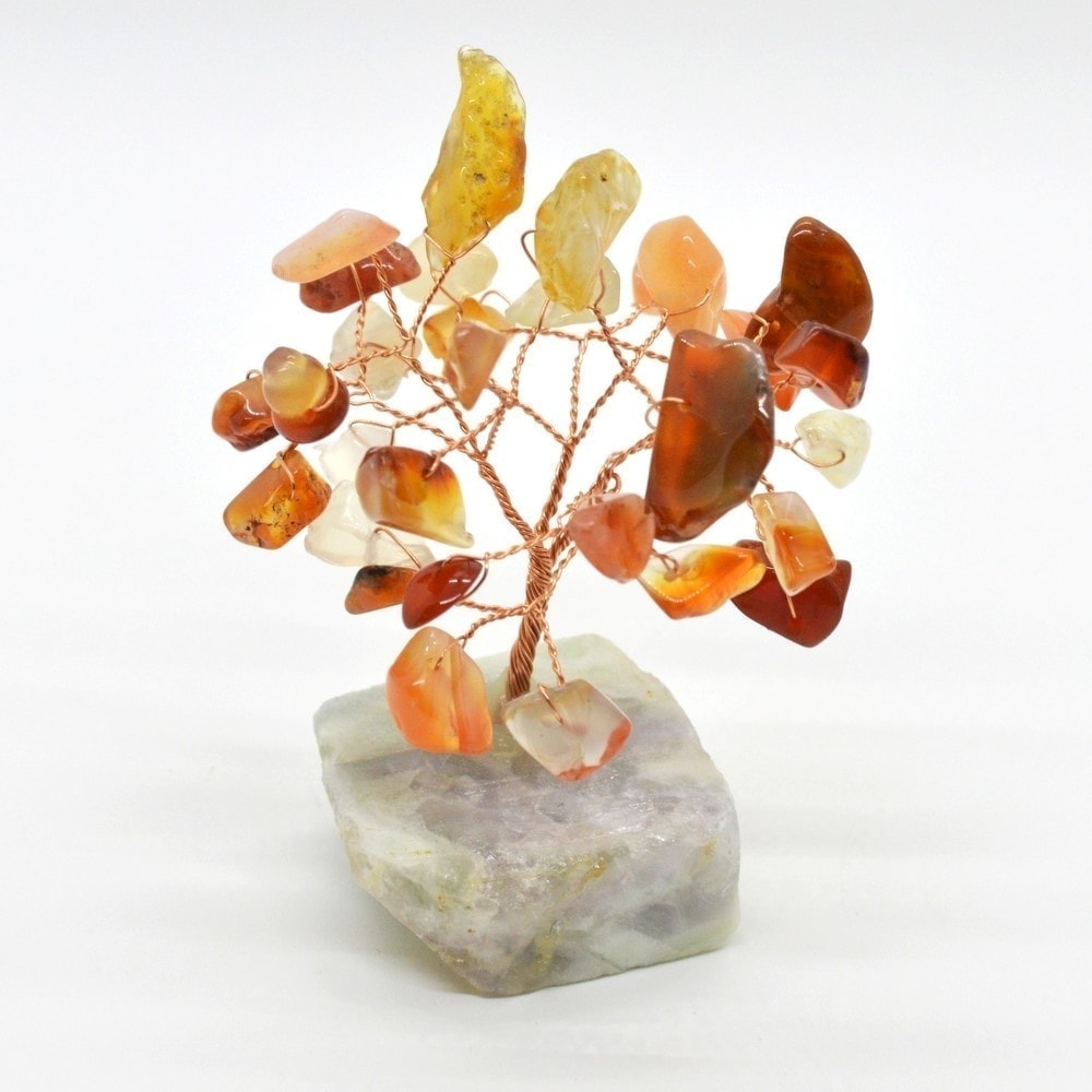 Copacel cu baza de fluorit si pietre de carneol 8cm