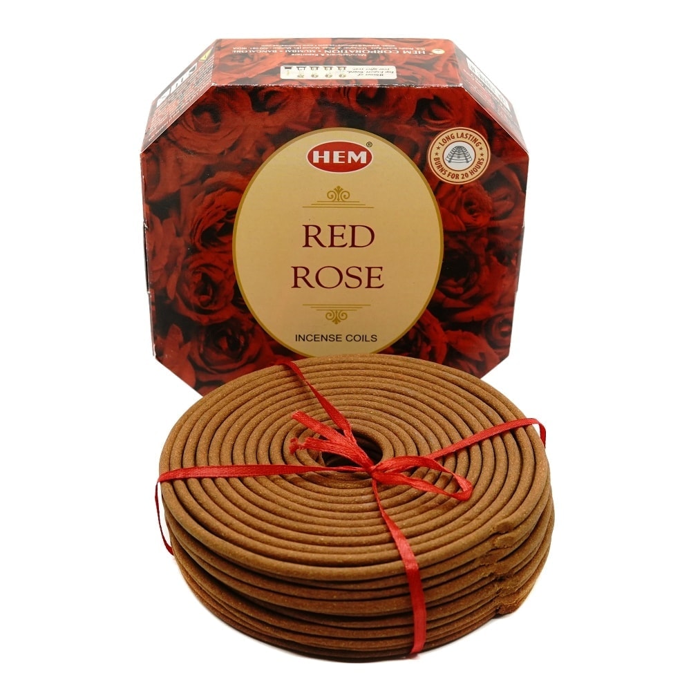 Betisoare parfumate spirala hem - red rose 10 buc incense coils