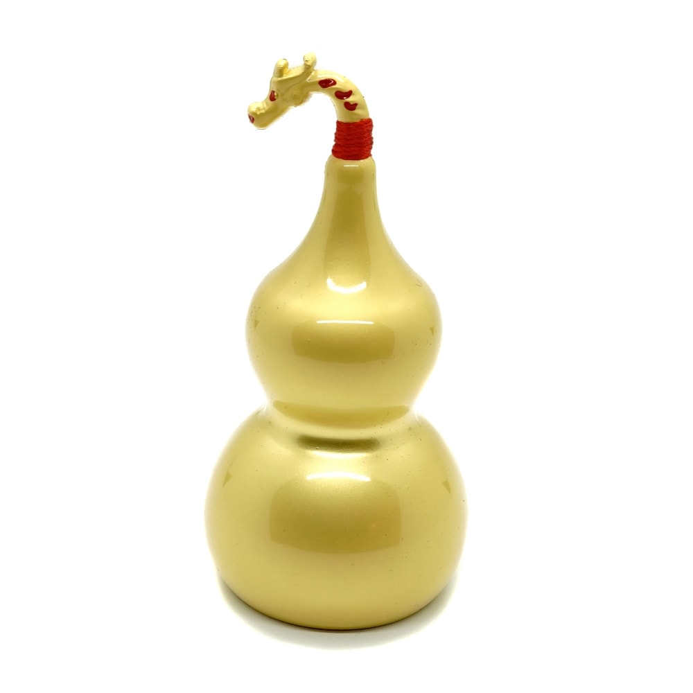 Statueta feng shui wu lou galben cu cap de dragon - 95cm