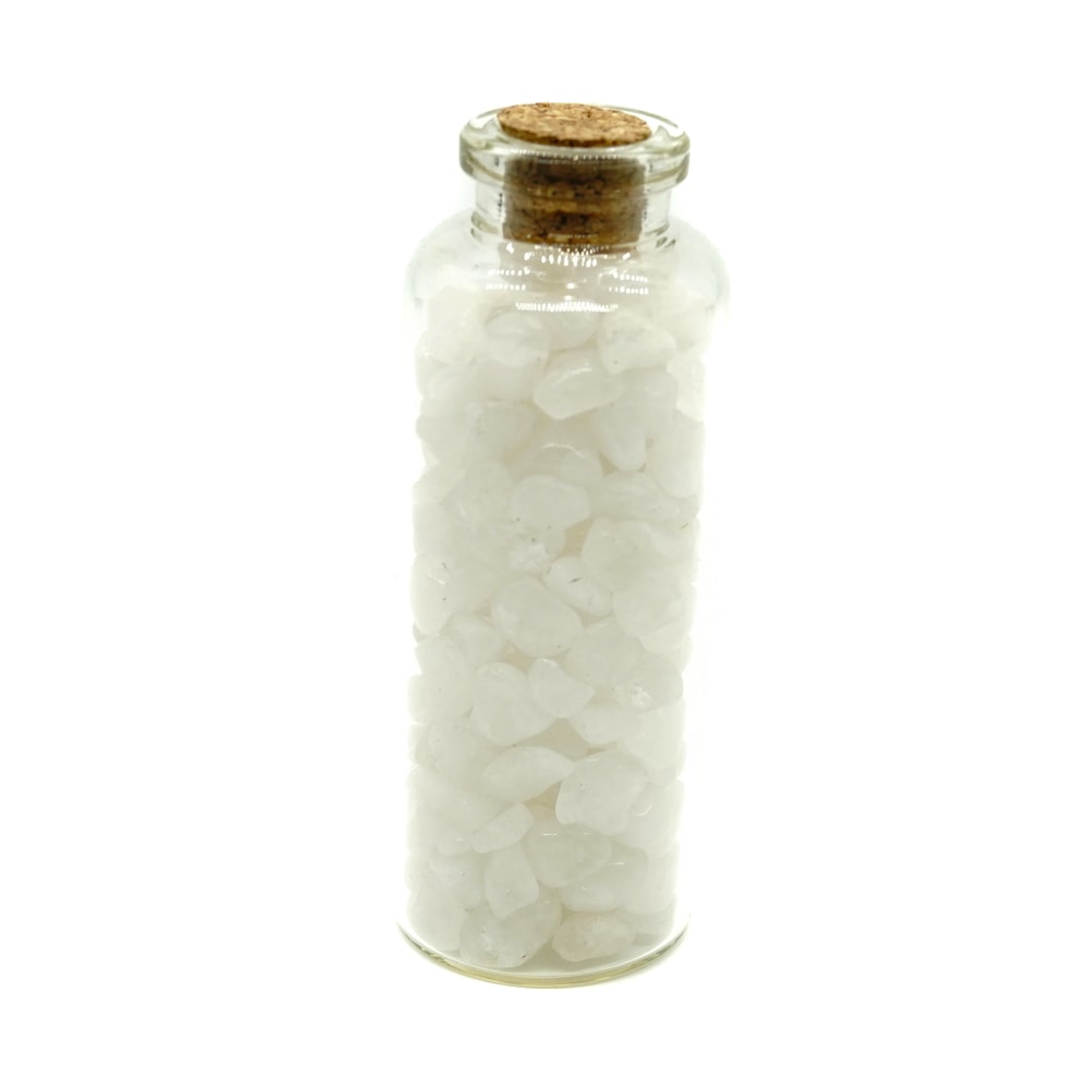 Sticla cu cristale naturale de cuart alb laptos medie - 8cm