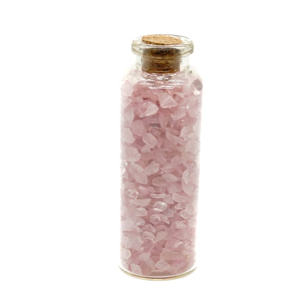 Sticla cu cristale naturale de cuart roz medie - 8cm