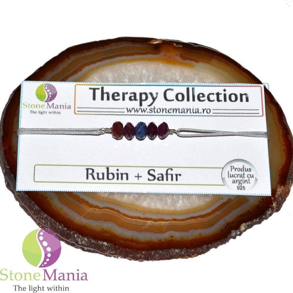 Bratara therapy rubinsafir discuri 6mm si argint 925