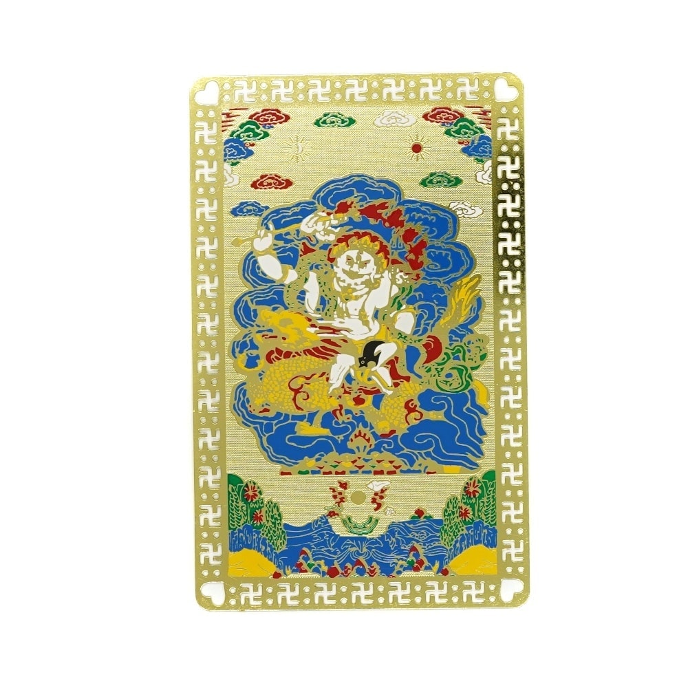 Card feng shui din metal cu zeul bogatiei dzambhala jhambala