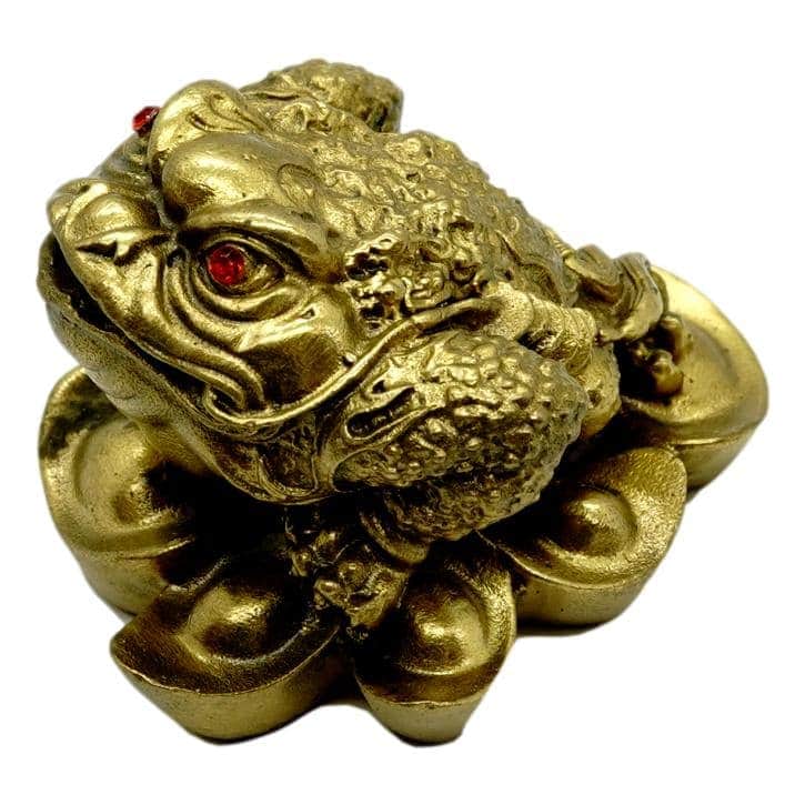 Statueta feng shui broasca cu pepite din bronz - 6cm