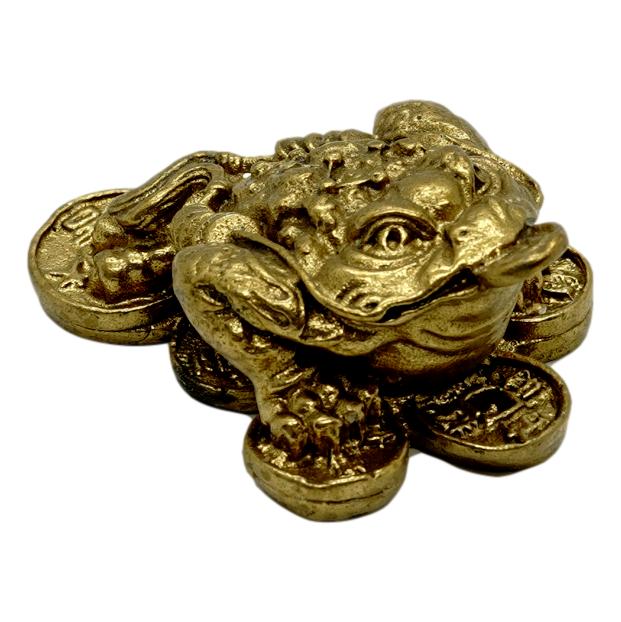 Statueta feng shui broasca raioasa pe monede in bronz - 65cm