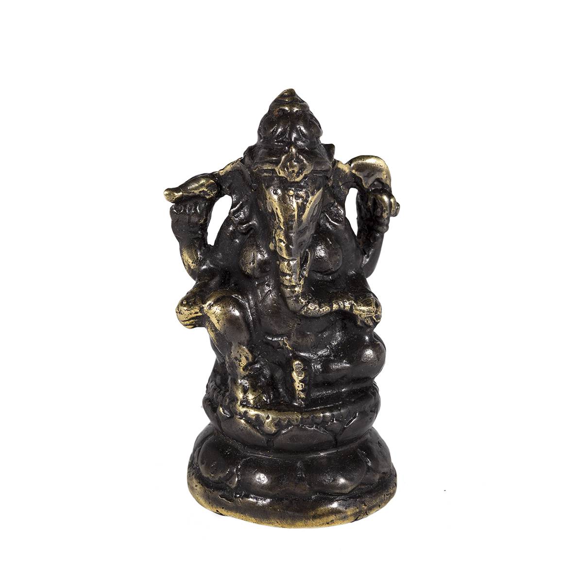 Statueta feng shui ganesh pe lotus bronz - 11cm